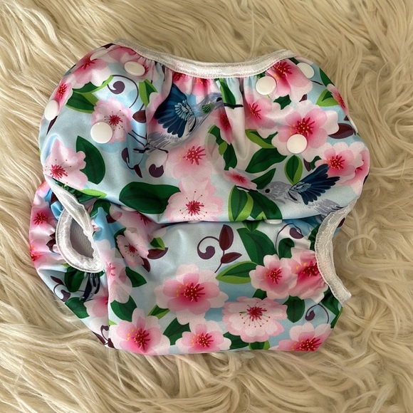 Alvababy floral purple hummingbird reusable snap button baby diapers swim diaper - Picture 2 of 16